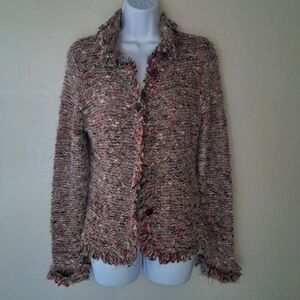 Vintage Chadwicks Shabby Fringe Knitted Wool Cardigan Women's Small